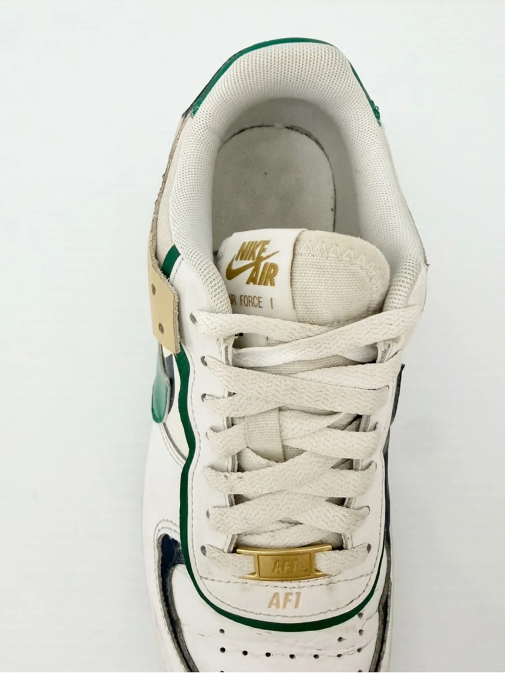Nike Air Force 1 Shadow Women's Sneakers - White/Malachite/Sesame - 8